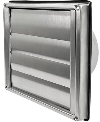 EASYTEC® Standard-Außenjalousie DN 150 mm | Edelstahl | Art. F150 | Bewegliche Lamellen. Passt als Ersatz für vorhandene Lüftungsgitter von Kunststoff- oder Edelstahl-Mauerkästen.