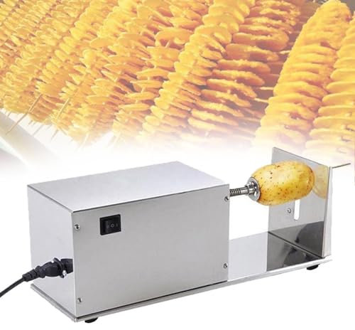 ZXSYYDS Cortadora de Patatas eléctrica,Máquina cortadora en Espiral eléctrica,Máquina de Torre de Patatas Fritas de Acero Inoxidable,Máquina de Torre de Patatas,Máquina cortadora de Verduras