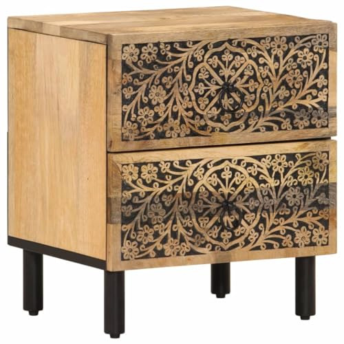 vidaXL Table de Chevet, Armoire de Nuit avec Tiroirs, Table de Téléphone, Meuble de Rangement Chambre Salon, Rétro, Bois de Manguier Solide