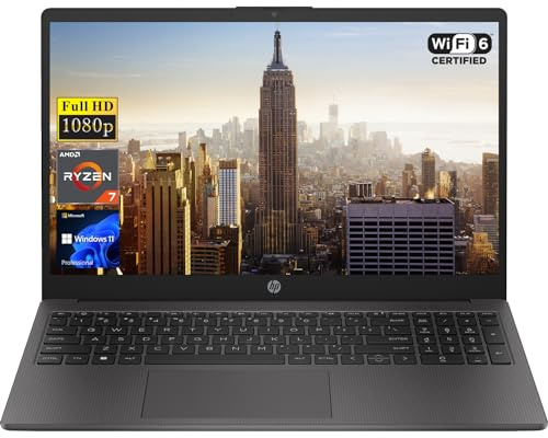 HP 255 G10 15.6 FHD Business Laptop, AMD Ryzen 7 7730U, 32GB RAM, 1TB PCIe SSD, Numeric Keypad, Webcam, Wi-Fi 6, HDMI, Windows 11 Pro, Black