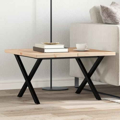 Homgoday Couchtisch X-Gestell Tischbeine Tischgestell Tischfusse Möbelfüße Tischkufen Tischgestell für Moderne Couchtisch, kafftisch, Wohnzimmer 60x60x40,5cm Massivholz Kiefer & Gusseisen