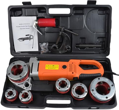 Filettatrice per Tubi Elettrica Portatile Kit per filettatura tubi Filettatrice elettrica portatile per tubi, macchina per filettatura tubi con motore in rame, macchina per filettatura tubi