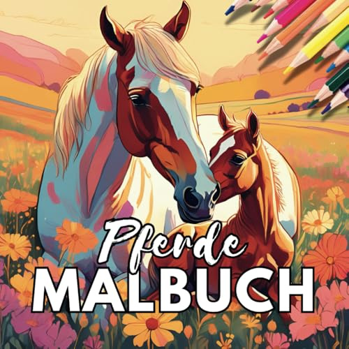 Pferde Malbuch: 50 abwechslungsreiche Motive für kleine und große Pferdefans