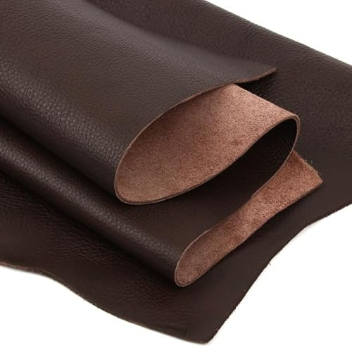 Lädertygsmaterial, lädertyg, mörkbrunt kohud äkta läder vegetabiliskt garvat läderstycke for gör-det-själv bälte plånbok soffa bilsäte kohud lädertyg(30x60cm)