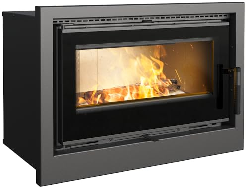 KRATKI Kamineinsatz aus Stahl KASETA 8kW Ø160 BImSchV 2 EEK A+ schwarz | Kamineinsatz aus Stahl, schwarz, 84% Wirkungsgrad, Ecodesign, Glasfront, Aschekasten