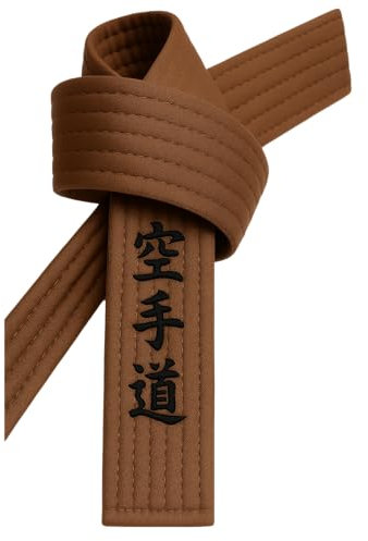 TEKKA BUDO Karategürtel Braun bestickt - Karate Do Schriftzeichen jananisch - Braungurt mit Kanji Bestickung