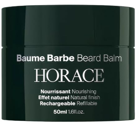 HORACE Beard Balm - Light Hold Beard Nourish for Natural Finish and Easy Rinse - Refillable Balm Jar - Contains Natural Ingredients - No Silicone or Mineral Oils - Vegan, 50 ml