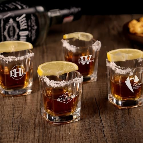 Vaso De Whisky Personalizado, 2 Vasos De Regalo Para Hombre, Personalizado Con Nombres, Fechas Grabadas Para Perfecto Para Papá, Abuelo O Amantes Del Whisky
