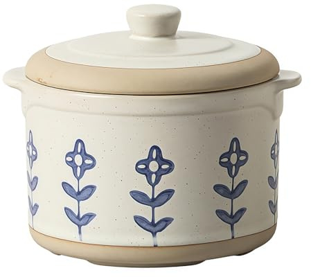 Jaamyears Piccole ciotole per zuppa di cipolle da 500 ml, tazza da zuppa con manici e coperchio, in ceramica, adatta al forno