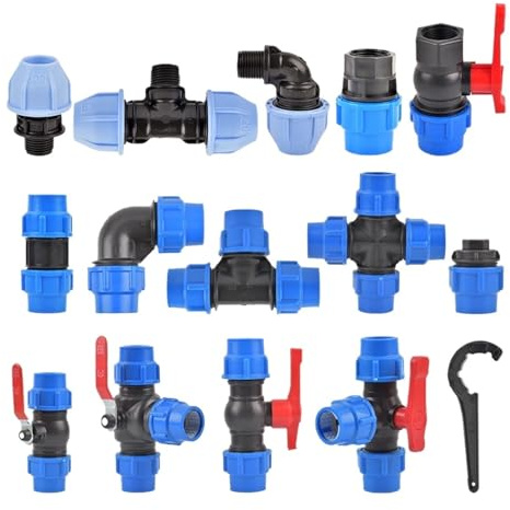Raccordo for tubo di irrigazione del rubinetto in PVC da 20/25/32 mm, filettatura maschio-femmina, valvola rapida, raccordo for, diritto/a T/a gomito/valvola(Female thread 25mm)