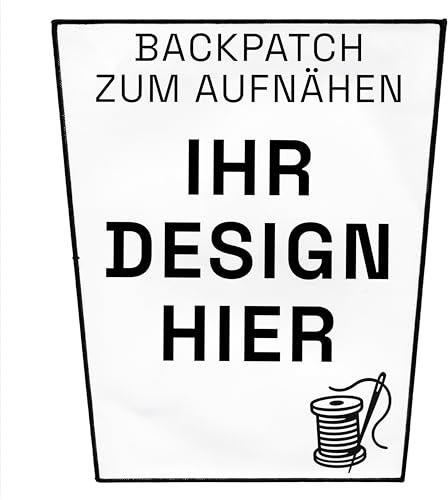 Groß Individuell Aufnäher 16.5cm bis 36cm | Personalisiert Jacke Rückenpatch mit Wunschmotiv, Bild, Logo | Selbst gestalten Rückenaufnäher für Kleidung | Custom Sew On Back Patch (32cm x 36cm Trapez)