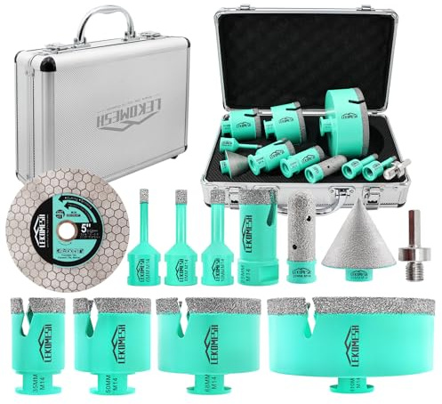 Frese per piastrelle - LEKOMESH Set da 12 Punte Diamantate Gres Porcellanato (6-110mm con Disco Diamantato 125mm) per Piastrelle in Ceramica, Attacco M14