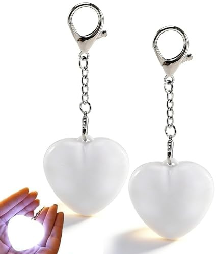 Kyduu 2 Piezas Luz de Bolso con Sensor Recargable USB, Luz LED para Bolso en Forma de Corazón, Lámpara de Bolso LED Portátil y Llavero Luminoso, Luz Interior Bolso Portátil (Blanco)