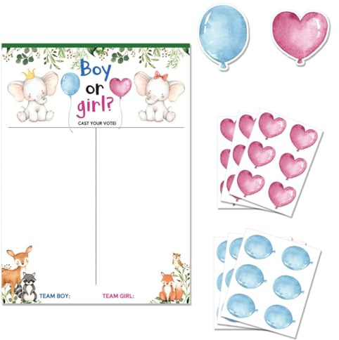 VALICLUD Póster Revelador de Género para Shower Pegatinas de Votación Neutras, Tarjetas de Predicción para Fiesta de Revelación de Bebés, Juego Creativo Niña, Decoración Interactiva