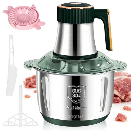 Hachoir Électrique 5L, Mixeur Multifonction 500W Pour Légumes, Vitesse Maximale De 40 000 Tr/Min, 5 Niveaux De Vitesse, 6 Lames Amovibles, Convient À La Viande, Aux Légumes Et Aux Légumineuses