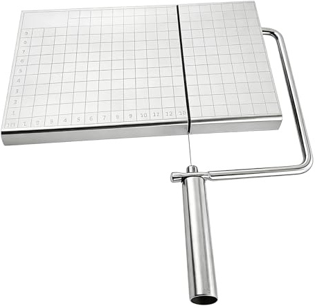 Naroote Adjustable Cheese Cutter Board, Stainless Steel Cheese Slicing Tool, 5 Replacement Wires Cutter with Non Slip Feet, Ideal for Kitchen Cutting Mozzarella, Parmesan & Soft Cheeses (with Scale)
