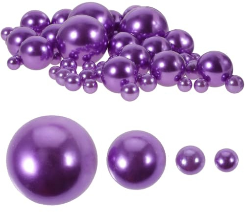 Perlas para Rellenar Jarrones 125 Piezas Abs Púrpura sin Agujeros | Adorno para Manualidades, Cuentas Decorativas para Proyectos Creativos, Acabado Fino y Uso Sencillo