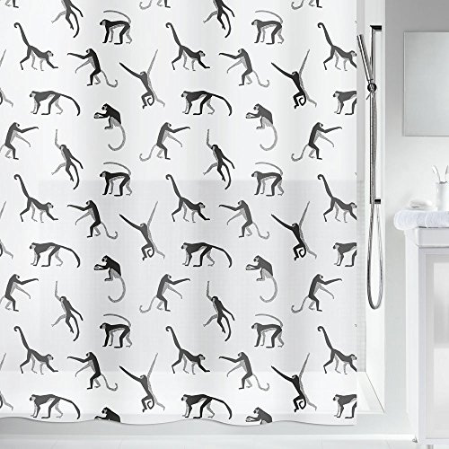 Spirella Anti-Schimmel Duschvorhang - Anti-Bakteriell, waschbar, wasserdicht - Peva, „AFFE“ 180x200cm Weiß