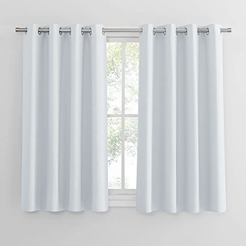 Pony Dance Gardiner sovrum ljusblockering – gardiner termisk gardin som solskydd och insynsskydd öljettskynke, gråvit, 2 stycken H 114 x B 132 cm