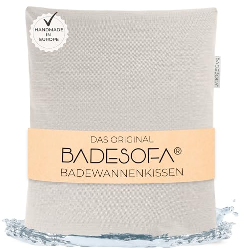 BADESOFA Badewannenkissen Large in Perlmutt | Premium Badekissen, Handgefertigt in Europa, Waschbar & Schnelltrocknend, Zubehör Kissen für breite, hohe Badewannen