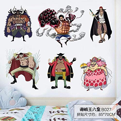 Anime One Piece Wall Sticker Poster Boy Dormitory Bedroom Sticker Decoration Bedroom Cartoon Wallpaper Self-adhesive-Six Emperors Series_Big