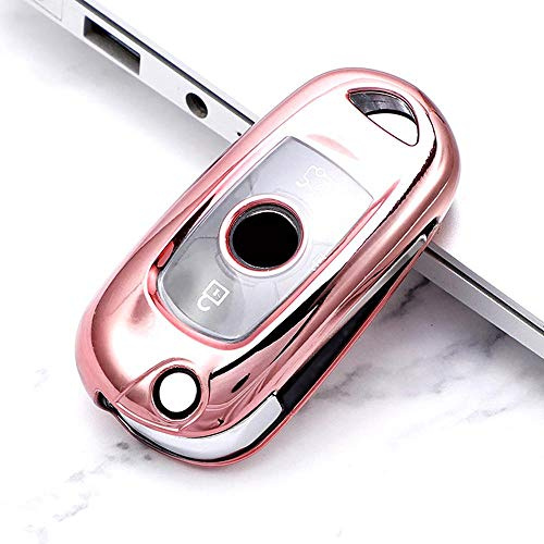 MWBLN Autoschlüsselabdeckung,TPU Autoschlüsselabdeckung, für Opel Vauxhall Astra K Corsa E für Buick Verano Encore GX GL6 2019 2020 2018, Flip Key Case Halter Abdeckung rosa Farbe