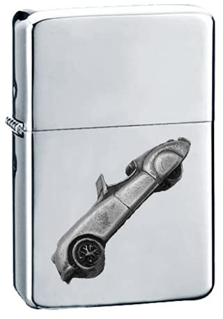 Sportwagen XK 120 Roadster ref103 Zinn-Effekt Design auf einem Flip-Top-Benzinfeuerzeug, winddicht, Silber nachfüllbar