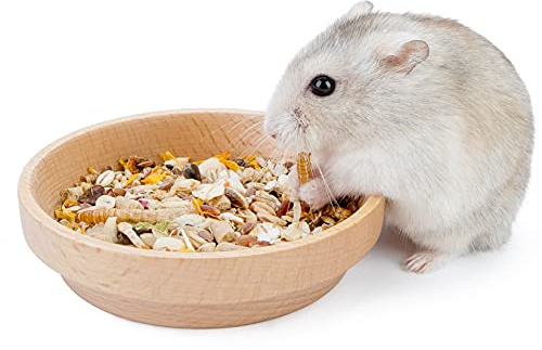 Niteangel Wooden Hamster Food Bowl: Beech Stable & No Pattern for Dwarf