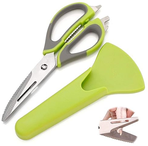 ProsXinty Tijeras de cocina,Tijeras de Acero Inoxidable,Tijeras Multiusos,Tijeras para aves de corral,Con mango suave antideslizante y tapa; se utiliza para cocinar regalos para acampar en barbacoa