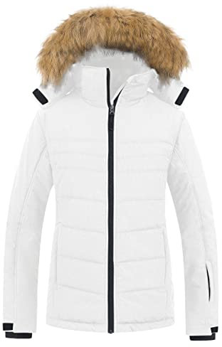 Pursky Women Coats Winter Ski Sets Suit Snow Jackets Snowboard Jacket Coat White XL