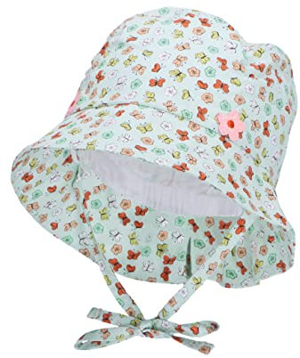 Sterntaler Baby Mädchen Hut Baby Hut Schmetterlinge - Baby Hut, Kopfbedeckung Baby Sommer, Sommerhut Baby - aus Baumwolle - hellgrün, 47