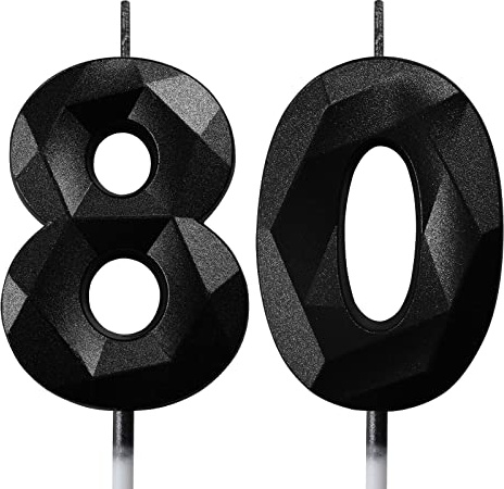 Geburtstagskerzen Zahlen Kerze 80 Tortendeko 80. Geburtstag Mann Frau Kerzen Geburtstag Schwarz Zahlen Geburtstagskerzen für Torte