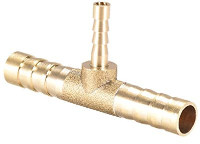QUARKZMAN 8x4x8mm T-Forma Latón Espiga Manguera Montaje Reductor x 1uds 3 Vía Conector Acoplador para Manguera Conexión, Conector de Lengüeta de Latón [Dorado Tono]