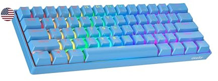 Geeky GK61 SE 60% | Clavier de Jeu Mécanique | 61 Touches Multicolores Rétroéclairées RGB LED pour Gaming PC/Mac | ANSI US Clavier Américain (Bleu, Mechanical Black)