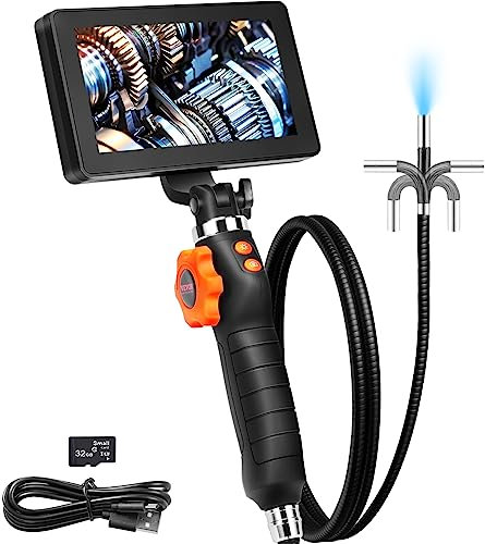 VEVOR Telecamera a Endoscopio Schermo 5 Pollici IPS Lente Bidirezionale 180° Cavo 1,5m 8 Luci Luminosità Regolabile, Telecamera di Ispezione a Endoscopio Zoom Digitale 8x Risoluzione 854 x 480