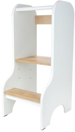 Love Gifts® Lernturm für Kinder mit Kippschutz und höhenverstellbar | Learning Tower mit sicheren Kanten | Küchenhelfer & Lernturm ab 1 Jahr, Weiß/Beige