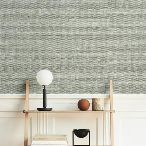 Simon&Siff Textured Grasscloth Peel and Stick Wallpaper 17.7x394 Neutral Faux Grassweave Wallpaper Waterproof Self Adhesive Removable Wallpaper Mural for Home Decor Bedroom Kitchen Cabinet