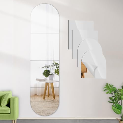 DONGDA Acryl Wandspiegel, Ganzkörperspiegel Spiegelfliesen Selbstklebend, Volle Länge Klebespiegel Spiegelfolie Selbstklebend, Türspiegel Langer Spiegel zum Aufkleben für Wand (4 Teile, 30cm x 30cm)