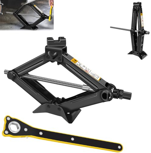 Scissor Jack 2 Ton (4,400 lbs) Car Jack Kit 110-390mm Steel Scissor Jack Heavy Duty Lifting Jack Lift with Ratchet Wind Up Tools for Car Van Emergency Car Jack Kit, Car Tyre Repair Changing Tool