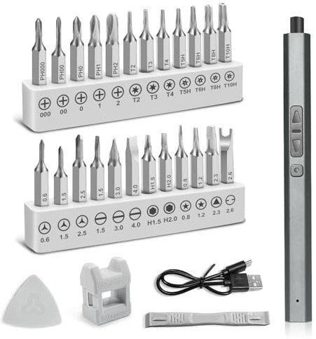 DTD Cacciavite Elettrico, 30 in 1 Set Cacciavite Elettrico di Precisione con 24 Punte Magnetiche, Set Cacciaviti Precisione per Telefoni, Computer, Giocattoli, Occhiali e altri Apparecchi Elettronic
