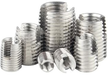 M2~M20 Gewindeeinsätze Edelstahl/Kohlenstoffstahl Metall Gewindereparatureinsatz Selbstschneidende Schlitzhülsenmuttern (Color : Stainless, Size : M18xM22x24mm-1pcs)