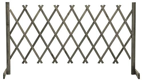 Iiaky Traliccio da Giardino Grigio 150x80 cm in Massello di Abete,Traliccio Estensibile,Grigliato Reticolato In Legno Naturale Per Sostegno A Muro Di Fiori Piante Rampicanti Per Balcone Giardino Terra