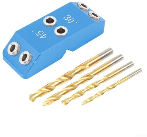 30-90 Degree Angle Drill Hole Guide Jig, Angled and Straight Hole Drilling Guide Jig, Portable Deck Cable Railing Lag Screw Drilling Template Block (Blue)