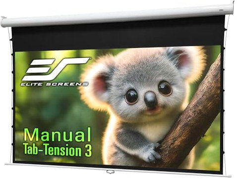 Elite Screens CineWhite® P MT110XWH3-E12 Manuelle Tabs Tension 3, 274,4 cm (110 Zoll) mit extra herunterziehbarem Projektor, Filmleinwand, Gaming-Präsentationen, ISF-zertifiziert, 274,4 cm (110 Zoll)