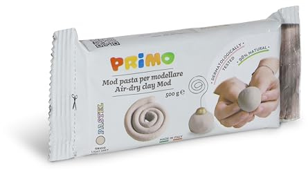 PRIMO – Knete Zubehör Knetmasse, 500 g-Kneteblock zum Formen, Kinderspielzeug 3 Jahre, Kreative Arbeiten und Hobby, Lufttrocknend, Bearbeitbar mit Feuchten Händen, Kein Brennen Erforderlich