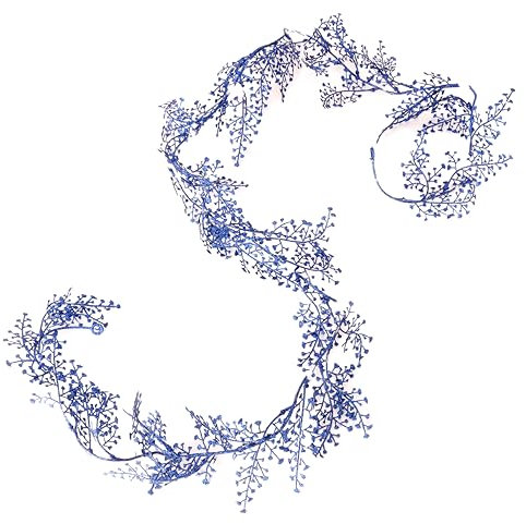 Christmas Concepts® 1.8m (6ft) Glitter Leaf Garland - Floral Party Décor - Christmas Tree Decorations (Royal Blue)