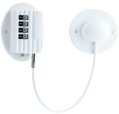 GCRQ Fridge Lock Child Safety 4-Digit Password Cabinet Lock, Upgraded Refrigerator Lock with Combination, for Door, Drawer, Freezer, Windows, Protect Children and Prevent Theft (White 1 Pc)