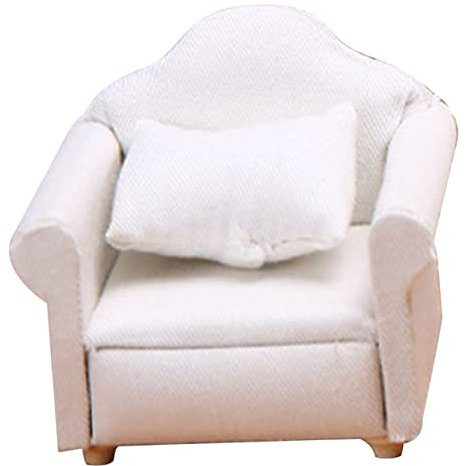 ibasenice Miniatur Sofa Mit Kissen Weißer Einzelsofa Für Puppenhaus Maßstab Holz Möbel Für Wohnzimmer Dekoration Hochwertige Verarbeitung Und Langlebig
