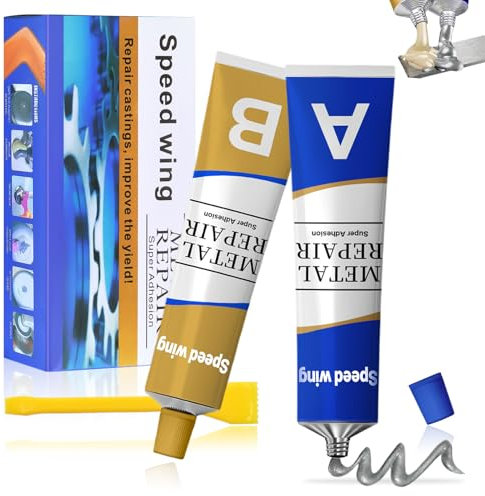 Colla Bicomponente per Metallo, Metallo Liquido, Bicomponente per Plastica, Resistenza Al Calore per Saldatura a Freddo Pasta per Riparazioni in Metallo Colla-100g (A)