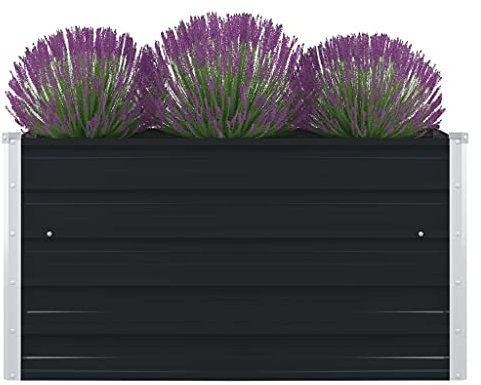 Myheimly Hochbeet Gartenbeet Gemüsebeet Pflanzbeet Pflanzkasten Blumenbeet Blumenkasten Frühbeet Garten 100×100×45 cm Verzinkter Stahl Anthrazit